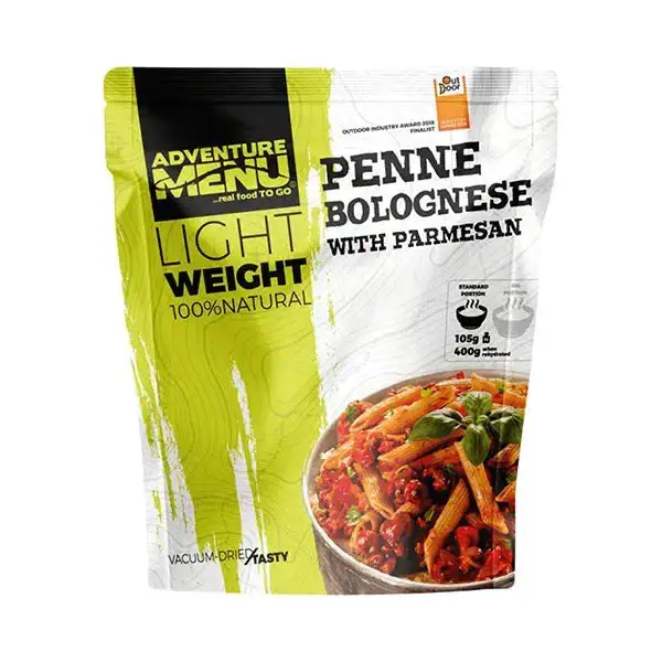 Lightweight penne with Bolognese sauce and Parmesan