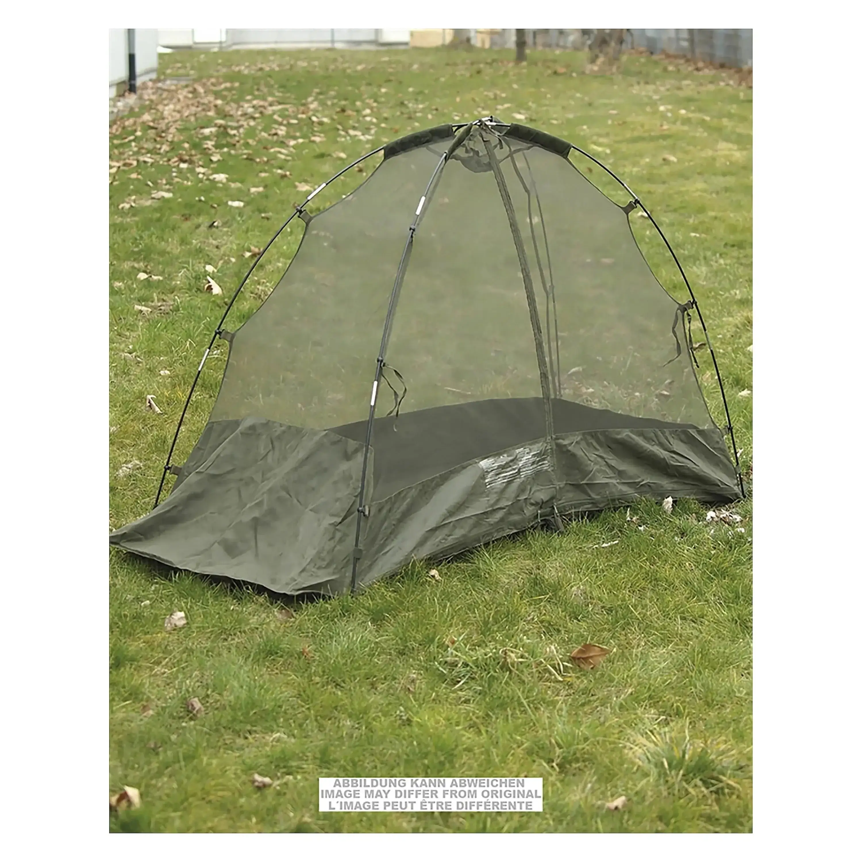 Used British mosquito tent with poles, olive green