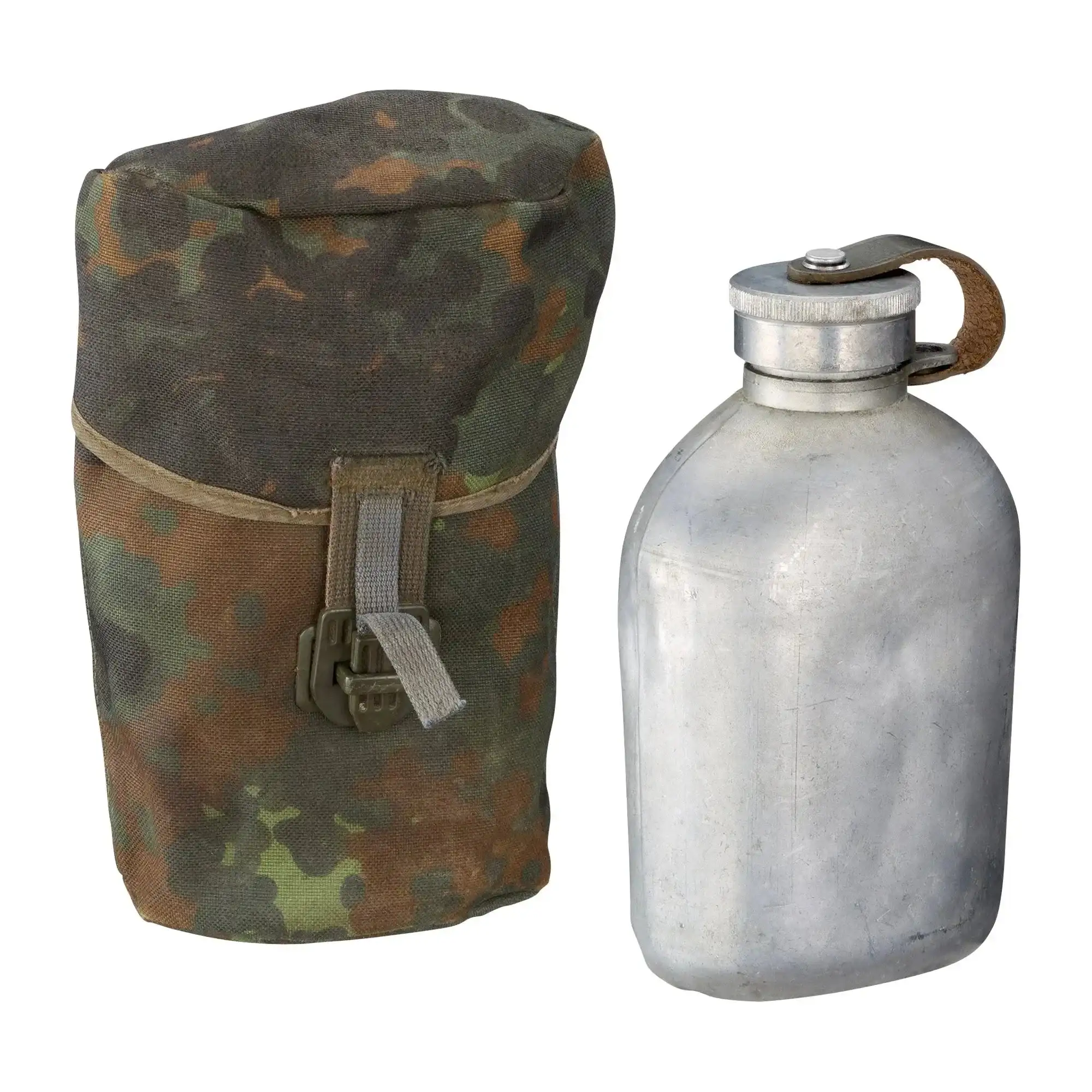 BW canteen aluminum with camouflage cover used