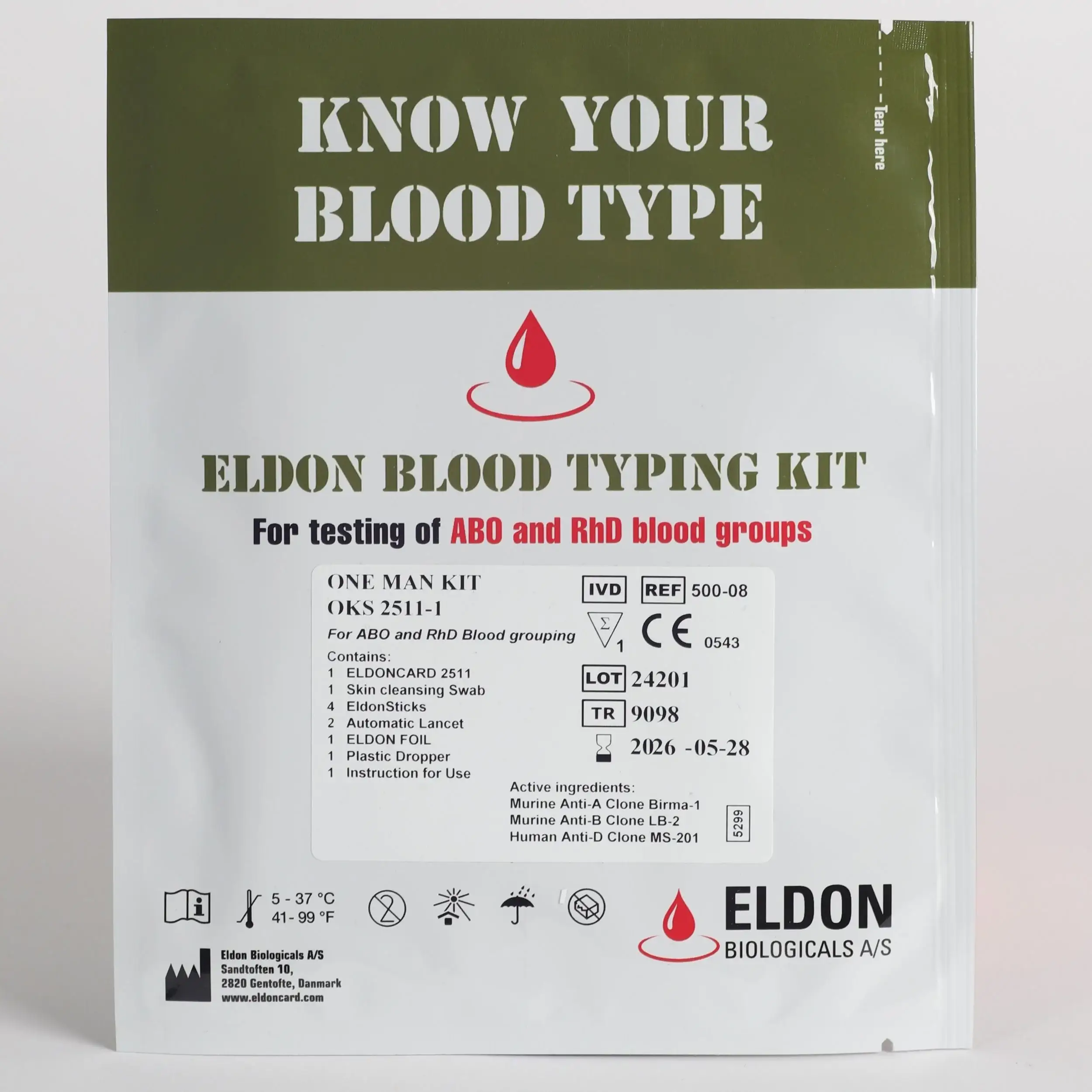 Rapid blood group test One Man Kit