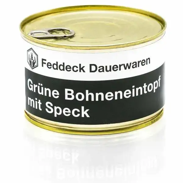 Ready-made meal, canned green bean stew with bacon, 400g