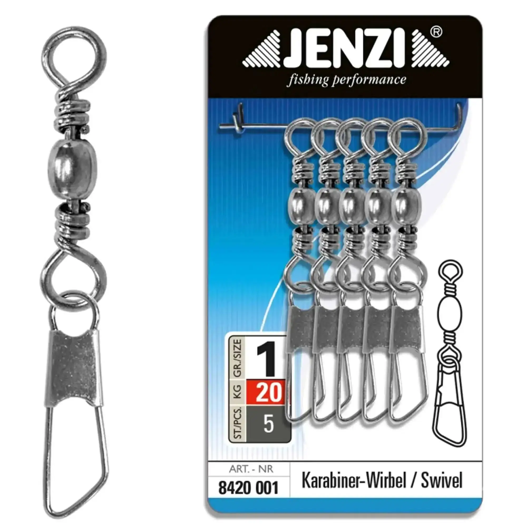 Carabiner swivel, nickel-plated, saltwater resistant