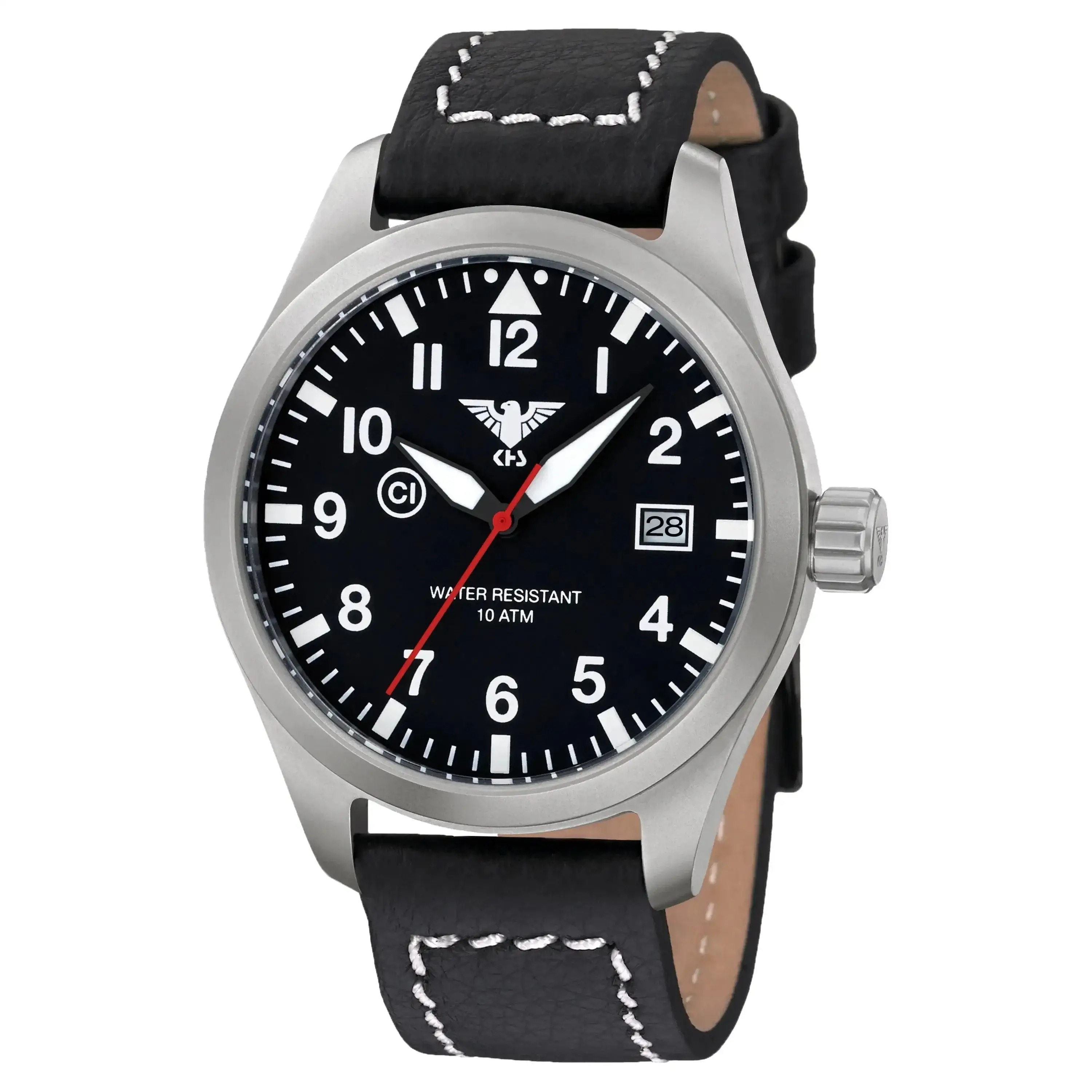 Airleader Steel watch with buffalo leather strap