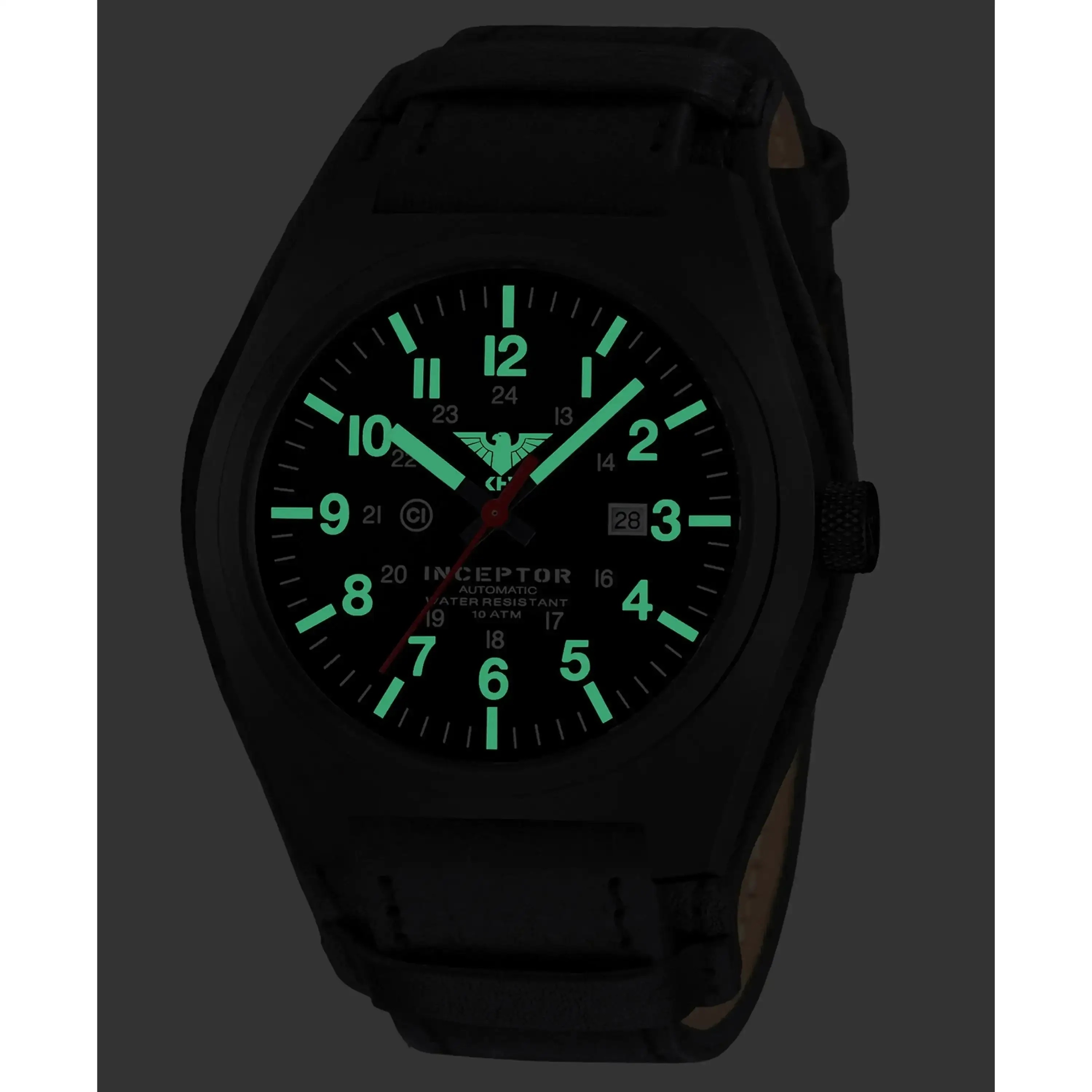 Wristwatch Inceptor Black Steel Automatic leather strap G-Pad - Image 2