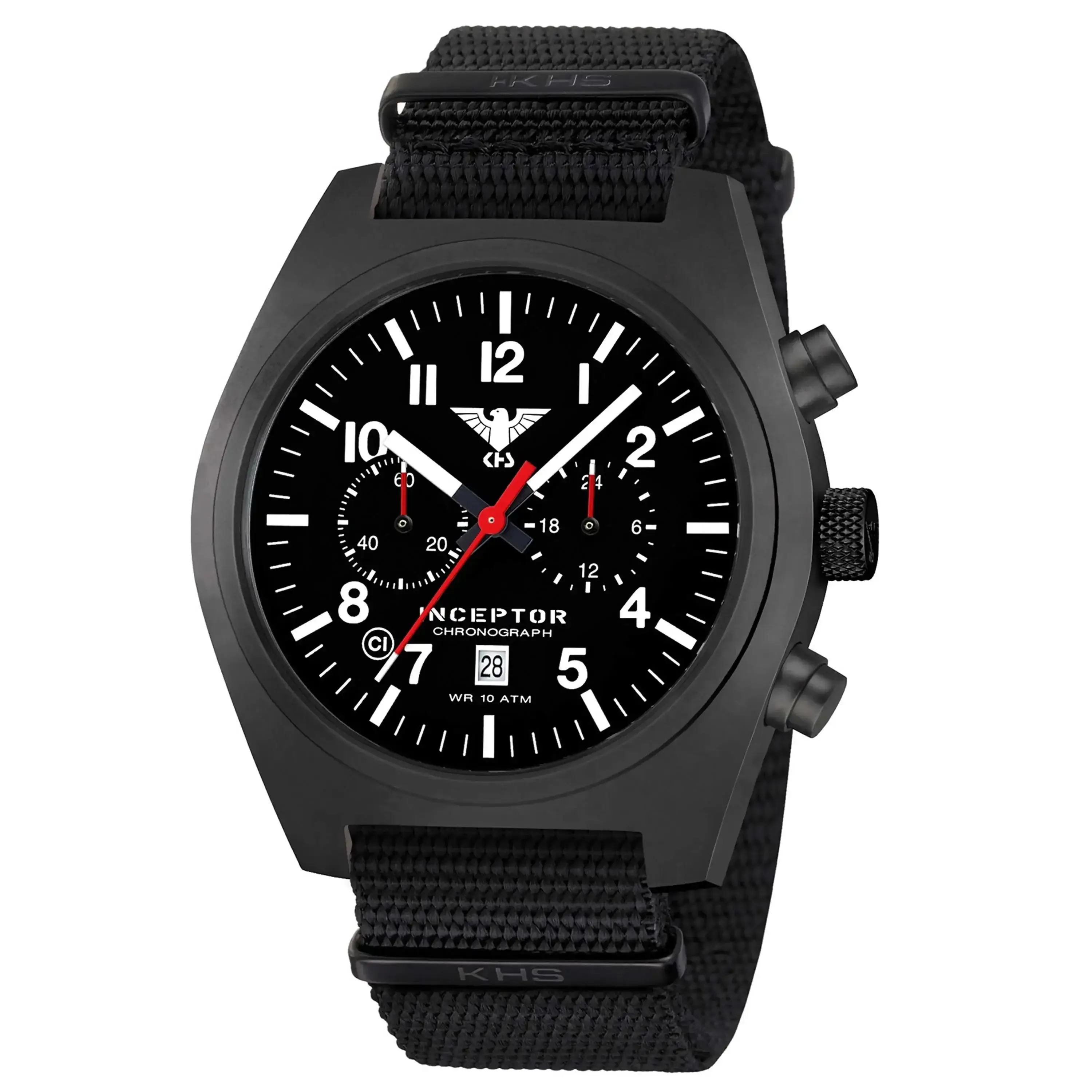 Watch Inceptor Black Steel Chronograph NATO strap