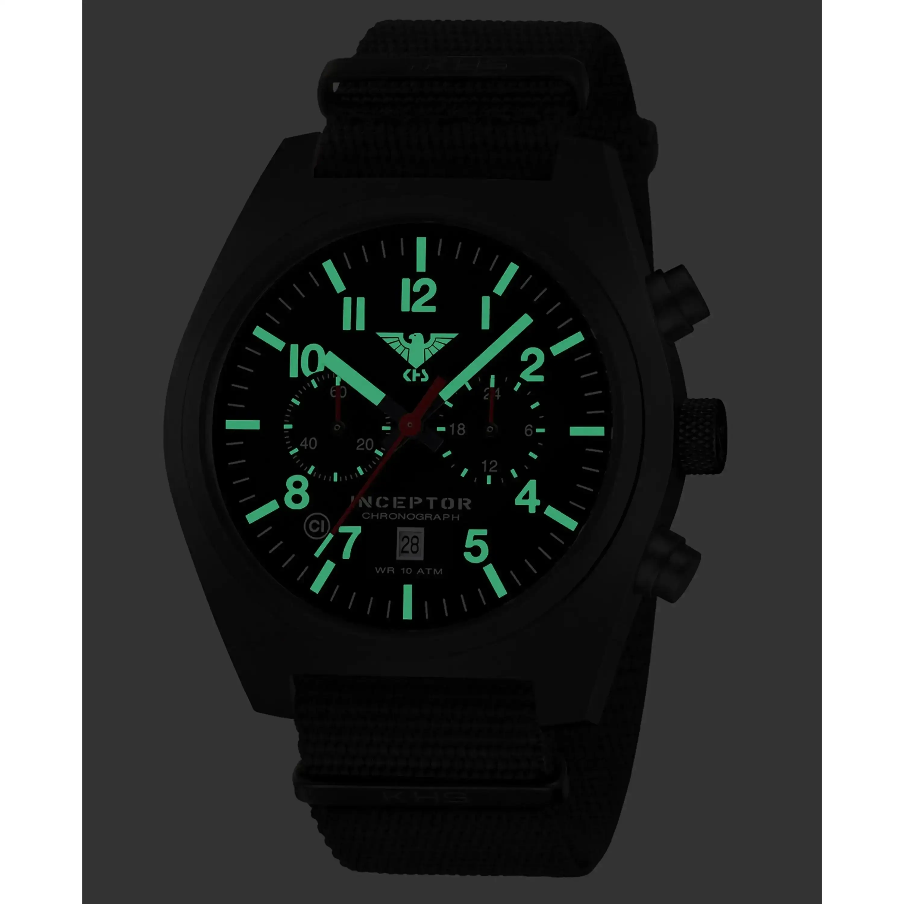 Watch Inceptor Black Steel Chronograph NATO strap - Image 2