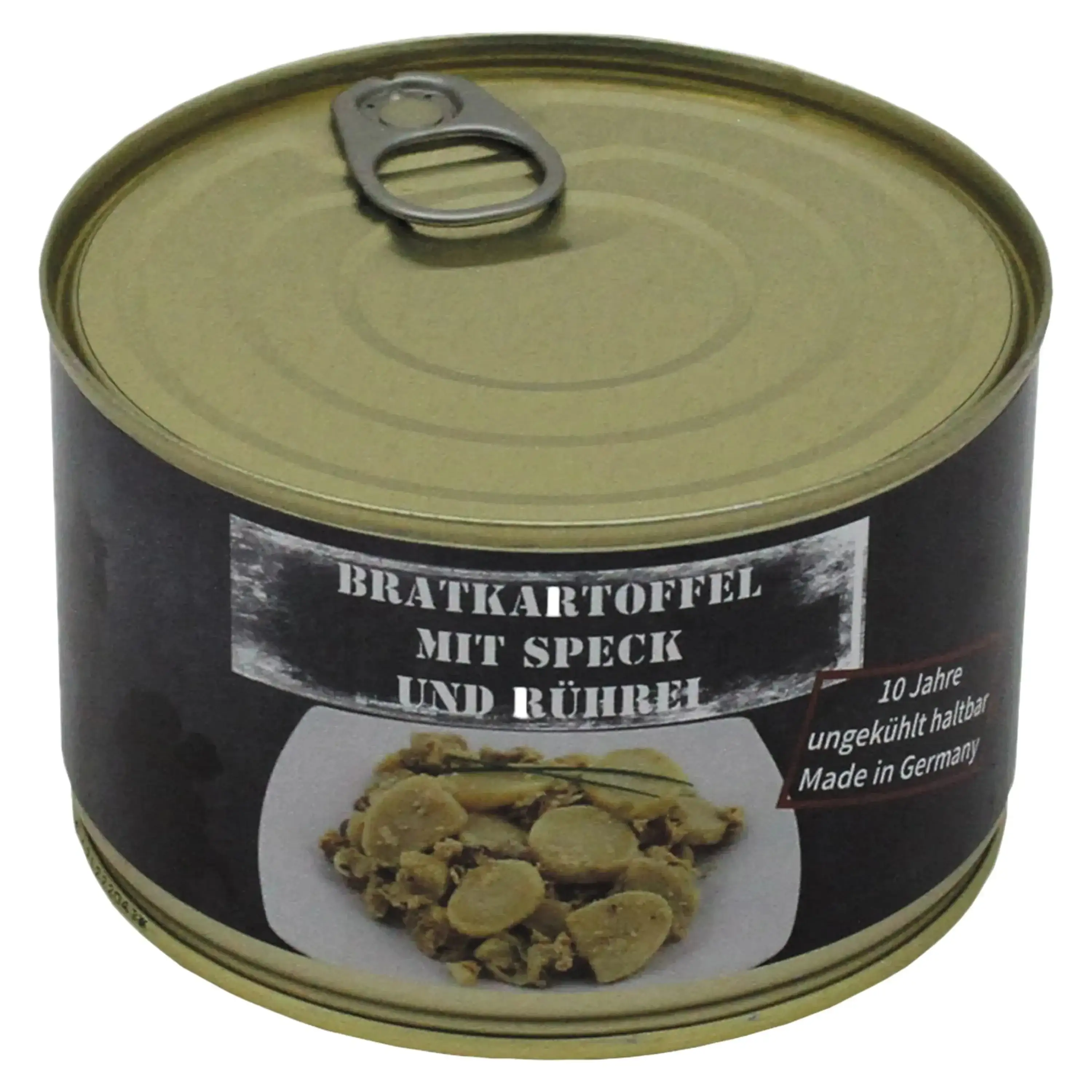 Fried potatoes with bacon and egg, canned meal, 400 g