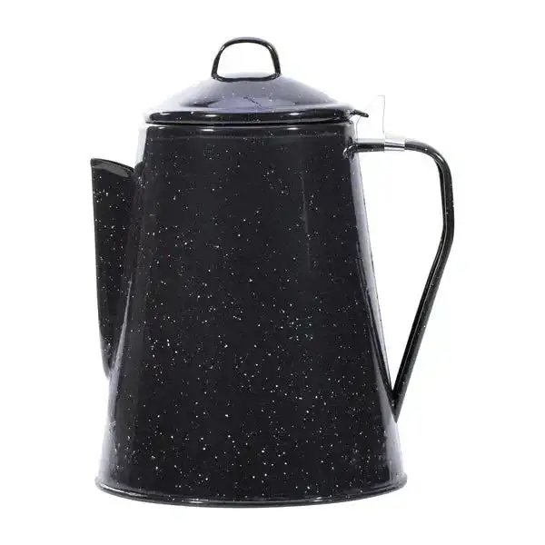 Enamel coffee pot with percolator