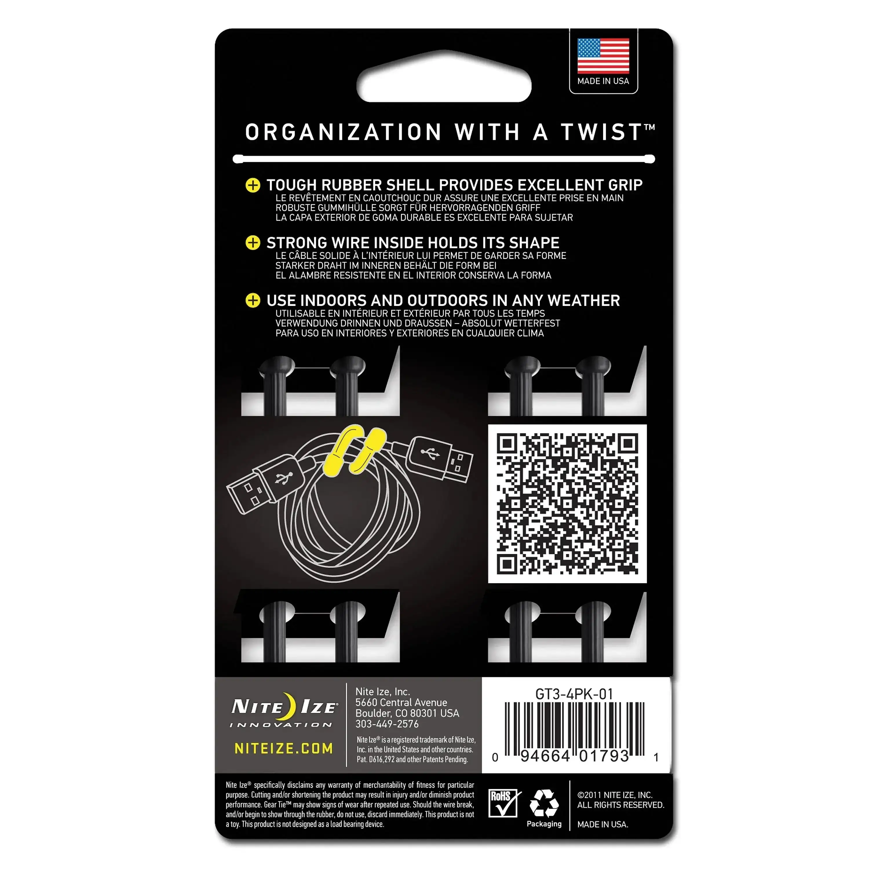 Gear Tie Original size 3 black pack of 4 - Image 2