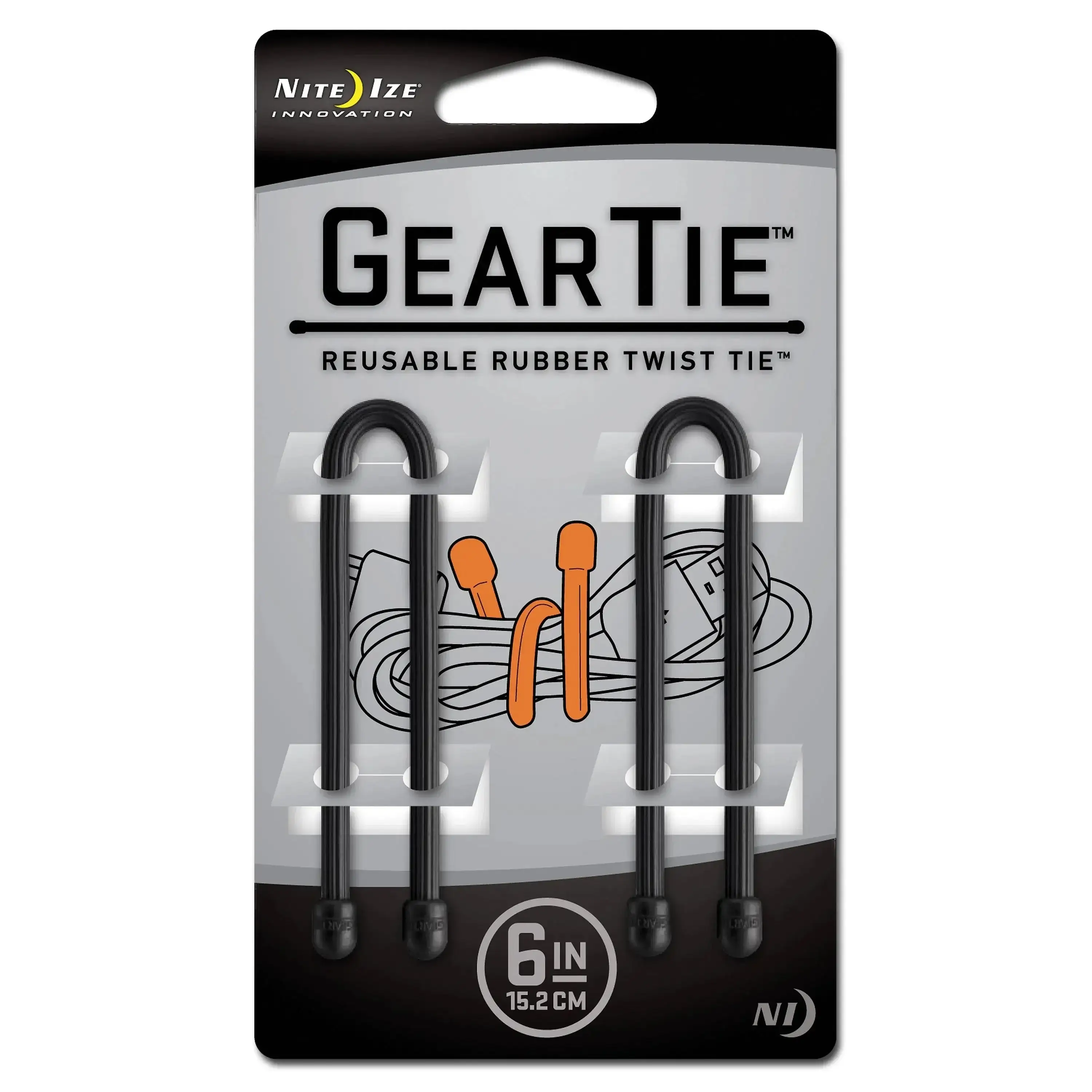 Gear Tie Original size 6 black pack of 2