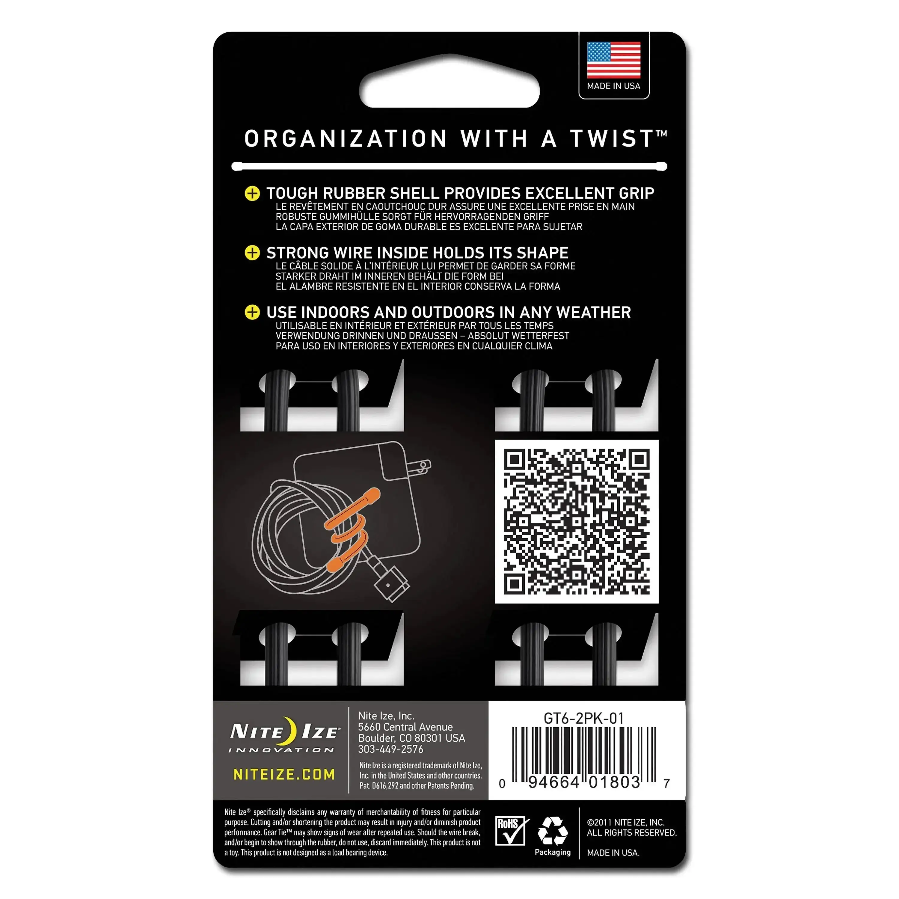 Gear Tie Original size 6 black pack of 2 - Image 2
