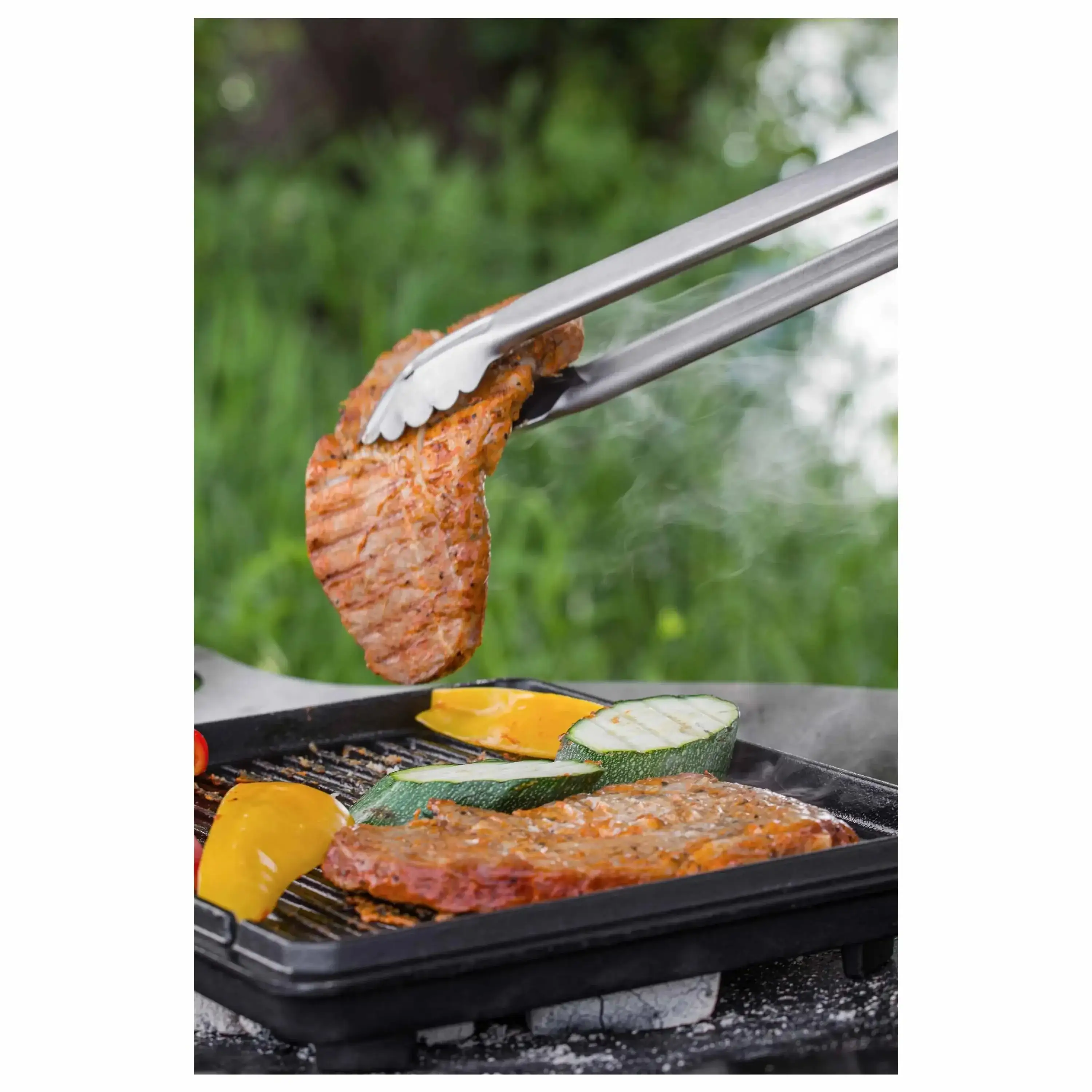Small grill and charcoal tongs silver-coloured - Image 5