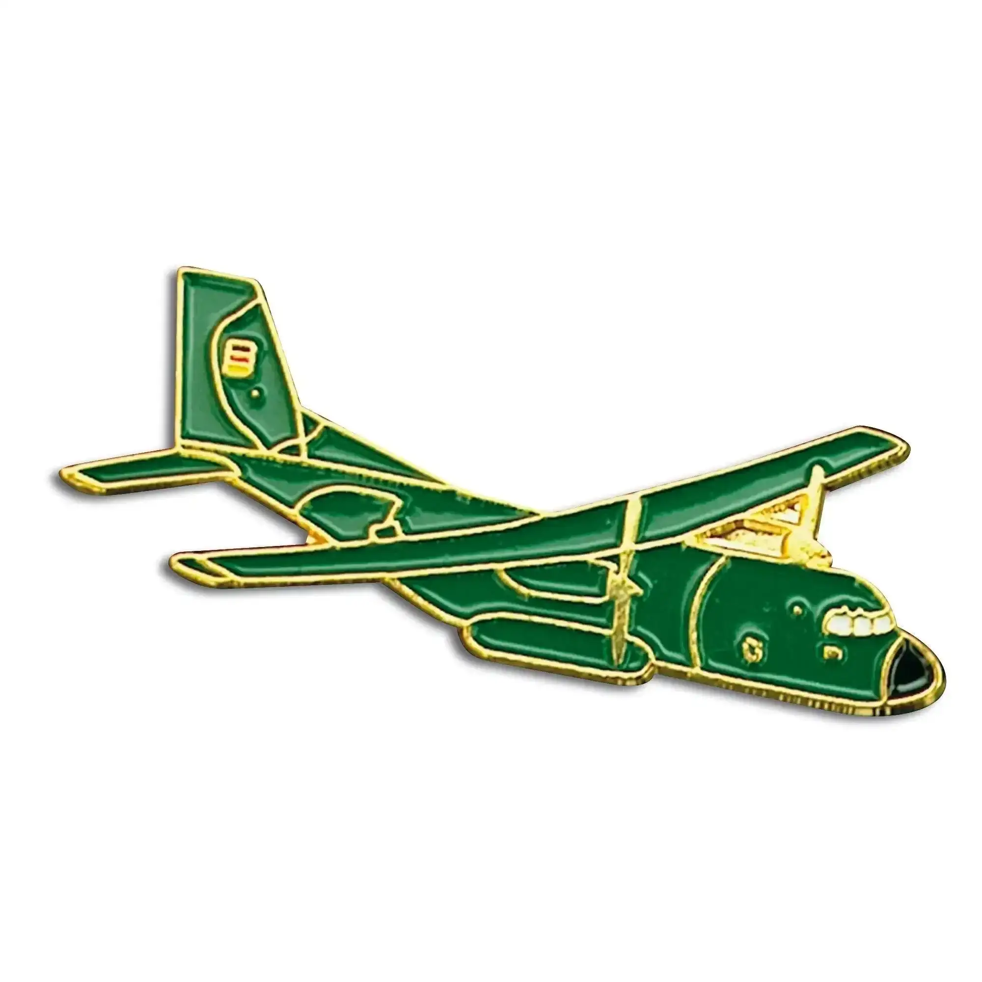 Pin Mini Metall Fahrzeuge Transall grün