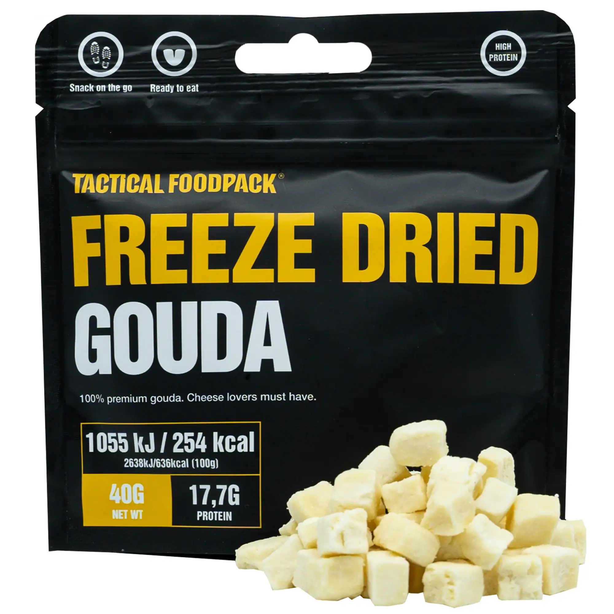 Snack freeze-dried Gouda cheese bites