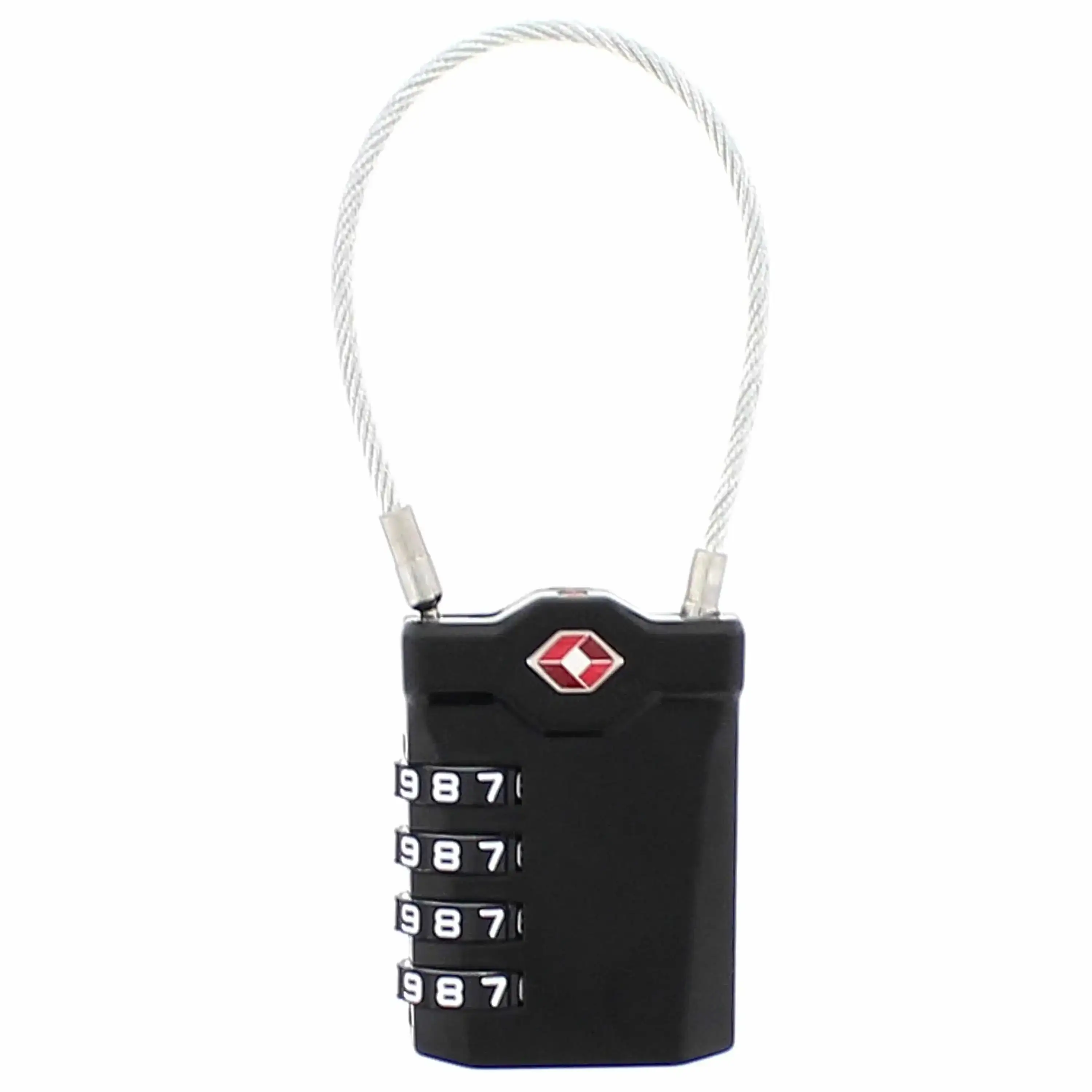 Luggage lock with steel cable and number code